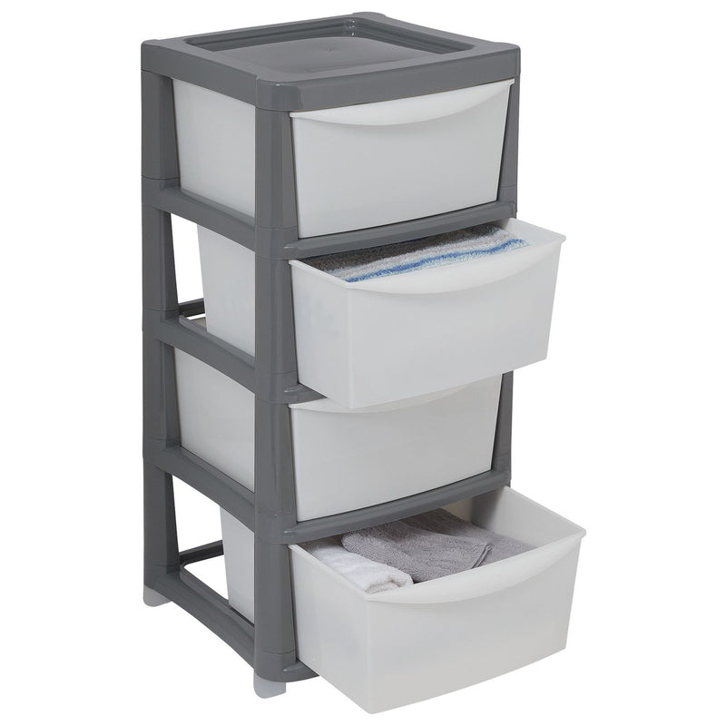 Argos Home 4 drawer plastic storage drawers grey white, UK version