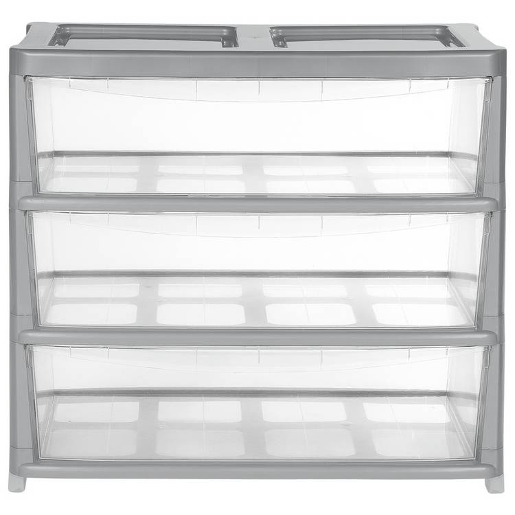 Argos Home plastic storage drawers silver - British product