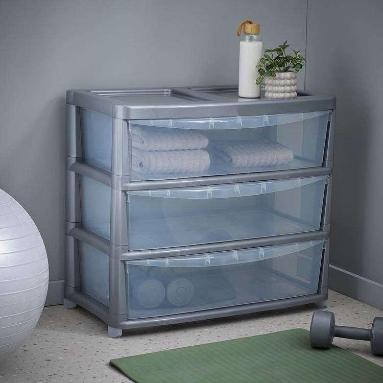 Argos Home plastic storage drawers silver - British product