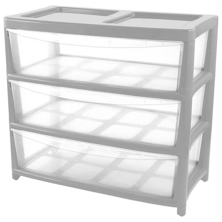 Argos Home plastic storage drawers silver - British product