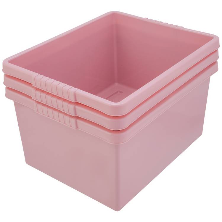 Argos Home pink storage boxes 27L each, UK version