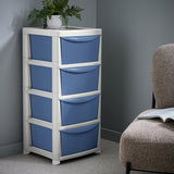 Argos Home 4 Drawer Wide Plastic Drawers Blue (British brand)