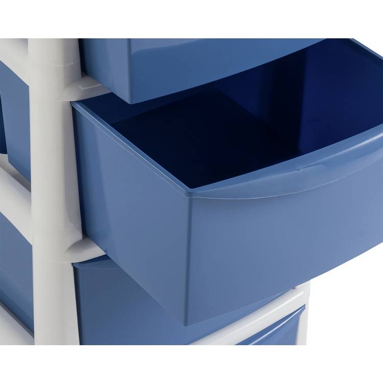 Argos Home 4 Drawer Wide Plastic Drawers Blue (British brand)