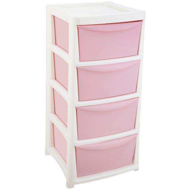 Argos Home pink 4 drawer plastic unit - British product