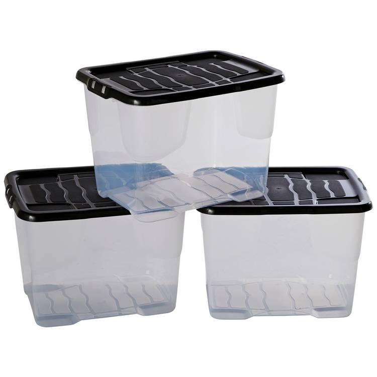 Strata Curve 24L clear plastic storage boxes set, imported from the UK