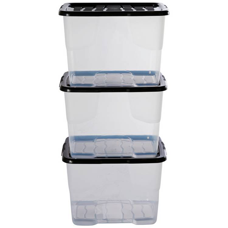 Strata Curve 24L clear plastic storage boxes set, imported from the UK