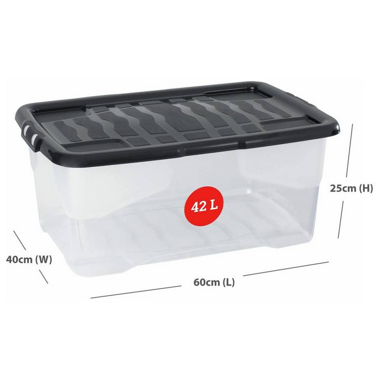 Strata plastic storage boxes 42L clear set of 3 (British brand)