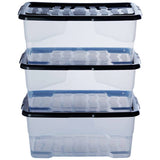 Strata plastic storage boxes 42L clear set of 3 (British brand)