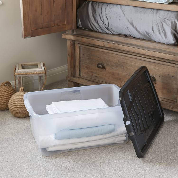 Strata plastic storage boxes 42L clear set of 3 (British brand)