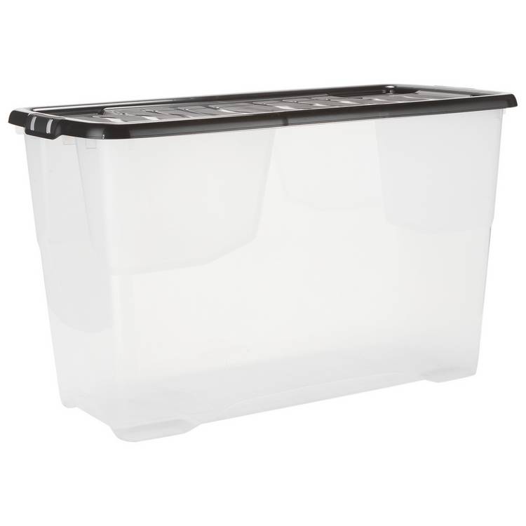 Strata Curve 100L clear plastic storage box with lid, imported from the UK