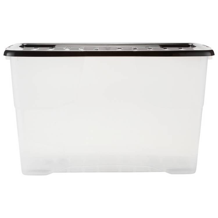 Strata Curve 100L clear plastic storage box with lid, imported from the UK