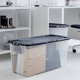Strata Curve 100L clear plastic storage box with lid, imported from the UK