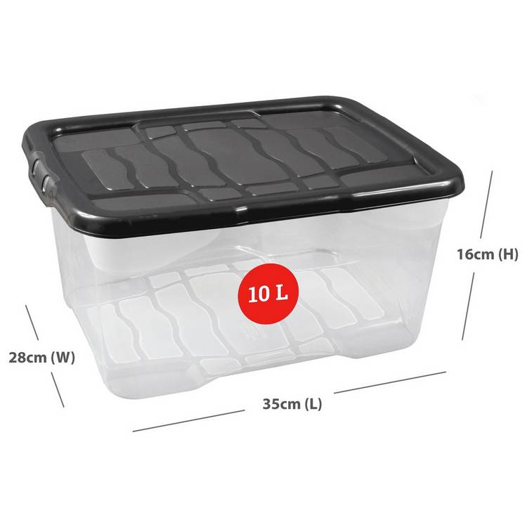 Strata clear plastic storage boxes 10L pack (British brand)