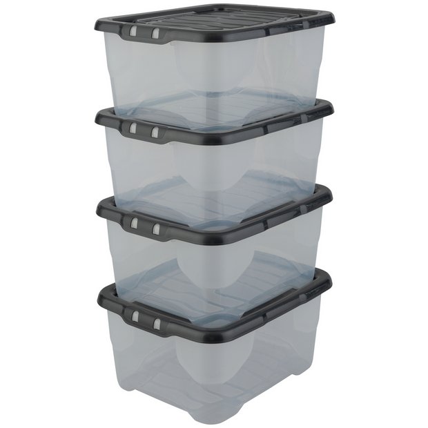 Strata clear plastic storage boxes 10L pack (British brand)