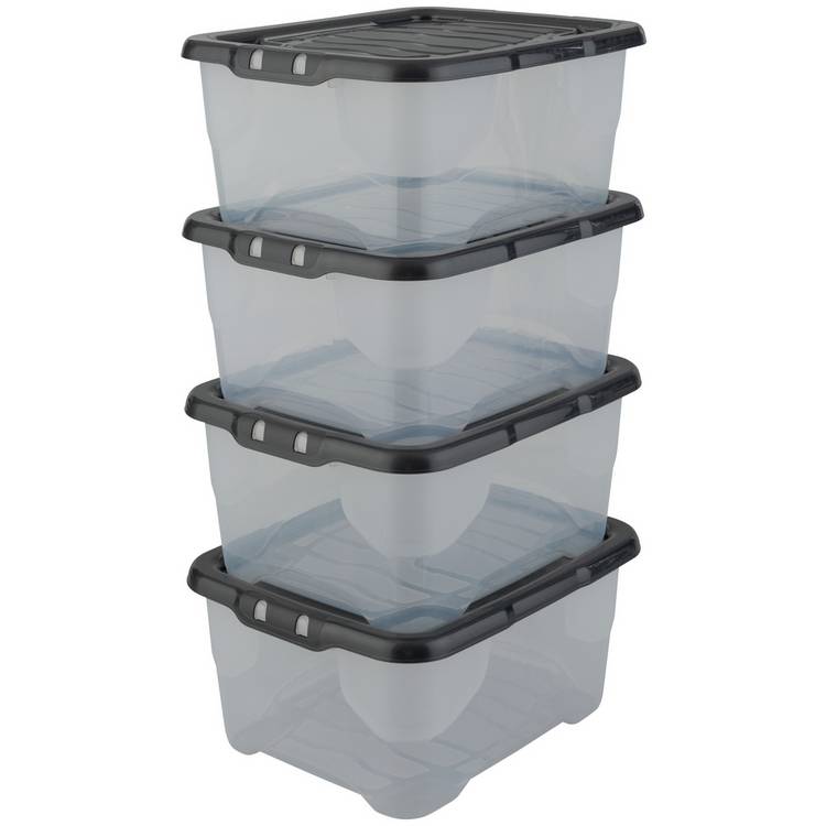 Strata clear plastic storage boxes 10L pack (British brand)
