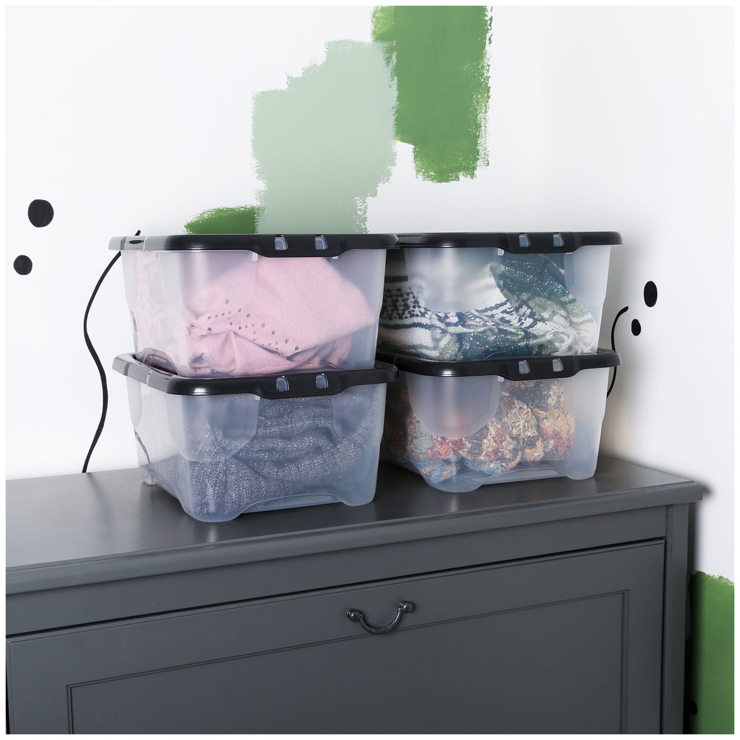 Strata clear plastic storage boxes 10L pack (British brand)
