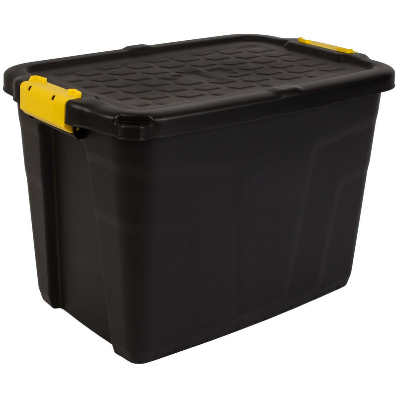 Strata 60L heavy duty plastic storage box black, UK version