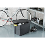 Strata 60L heavy duty plastic storage box black, UK version