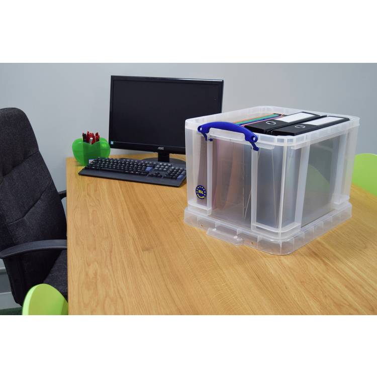 Really Useful 35L clear plastic storage boxes set of three, UK version
