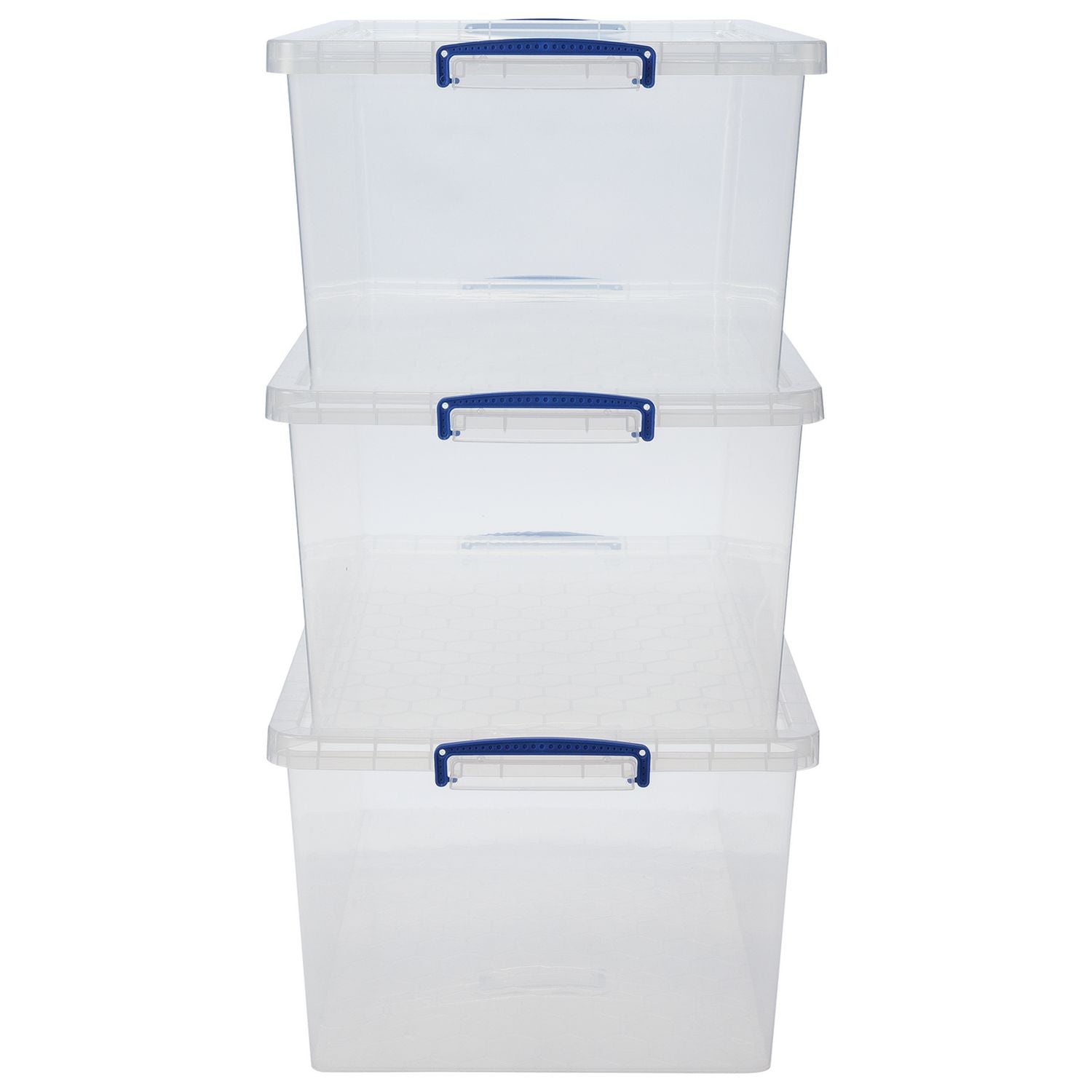 Really Useful clear plastic storage boxes 62L, UK version