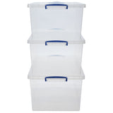 Really Useful clear plastic storage boxes 62L, UK version