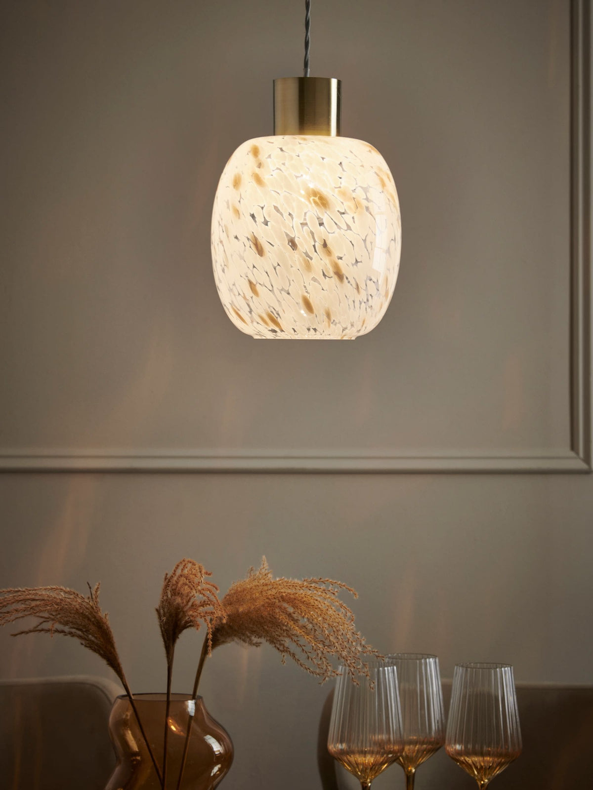 Brass confetti glass ceiling light shade, UK version