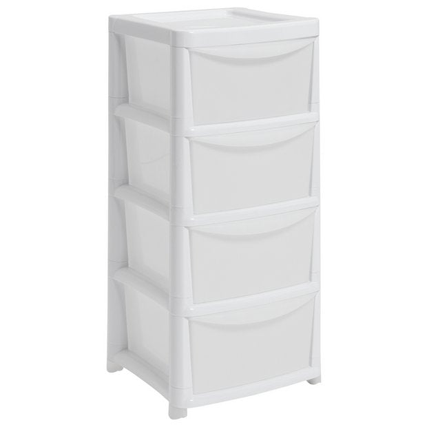 Argos Home 4 drawer plastic storage tower white (British brand)