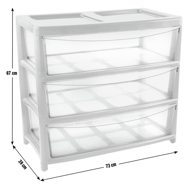 Argos Home plastic drawers extra wide gloss white 3 drawer (British brand)