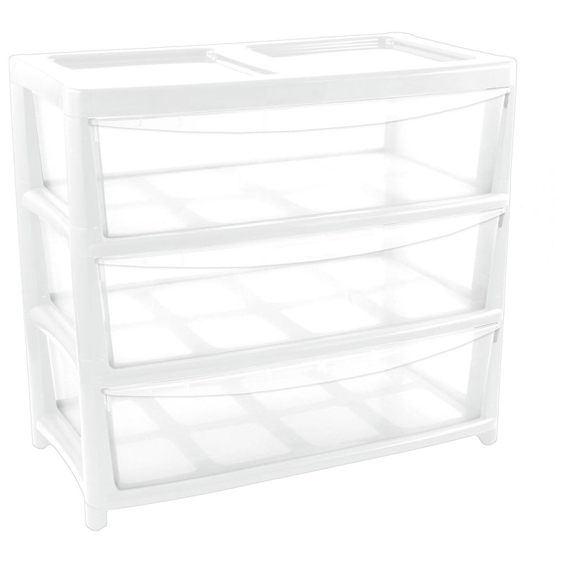 Argos Home plastic drawers extra wide gloss white 3 drawer (British brand)
