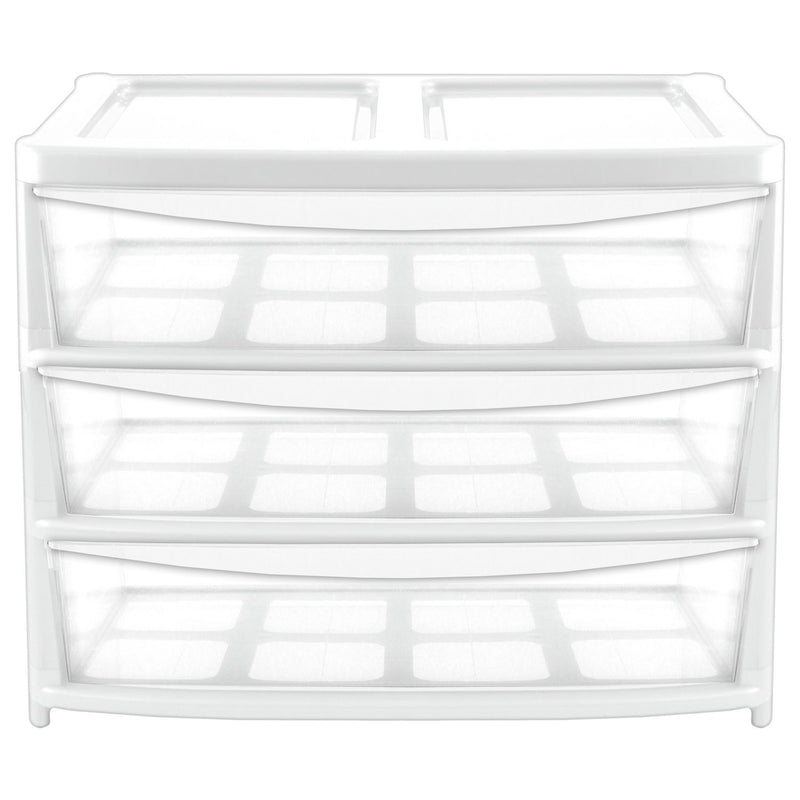 Argos Home plastic drawers extra wide gloss white 3 drawer (British brand)