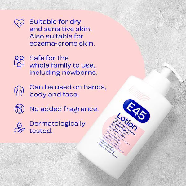 E45 moisturising lotion 500ml, UK version