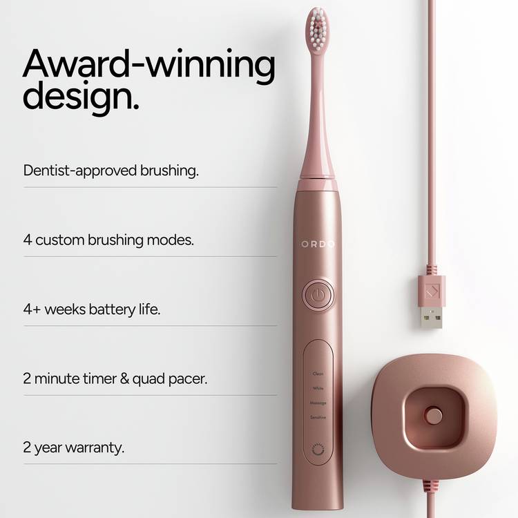 Ordo Sonic+ pink electric toothbrush (British brand)