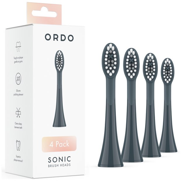 Ordo electric brush heads charcoal grey 4 pack - British product