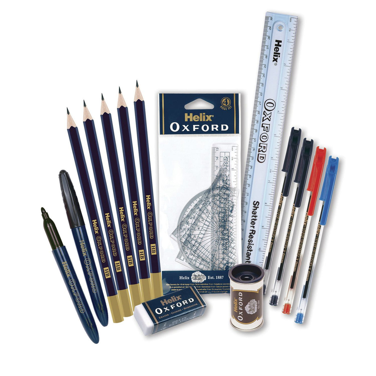 Oxford filled 18 piece pencil case, imported from the UK