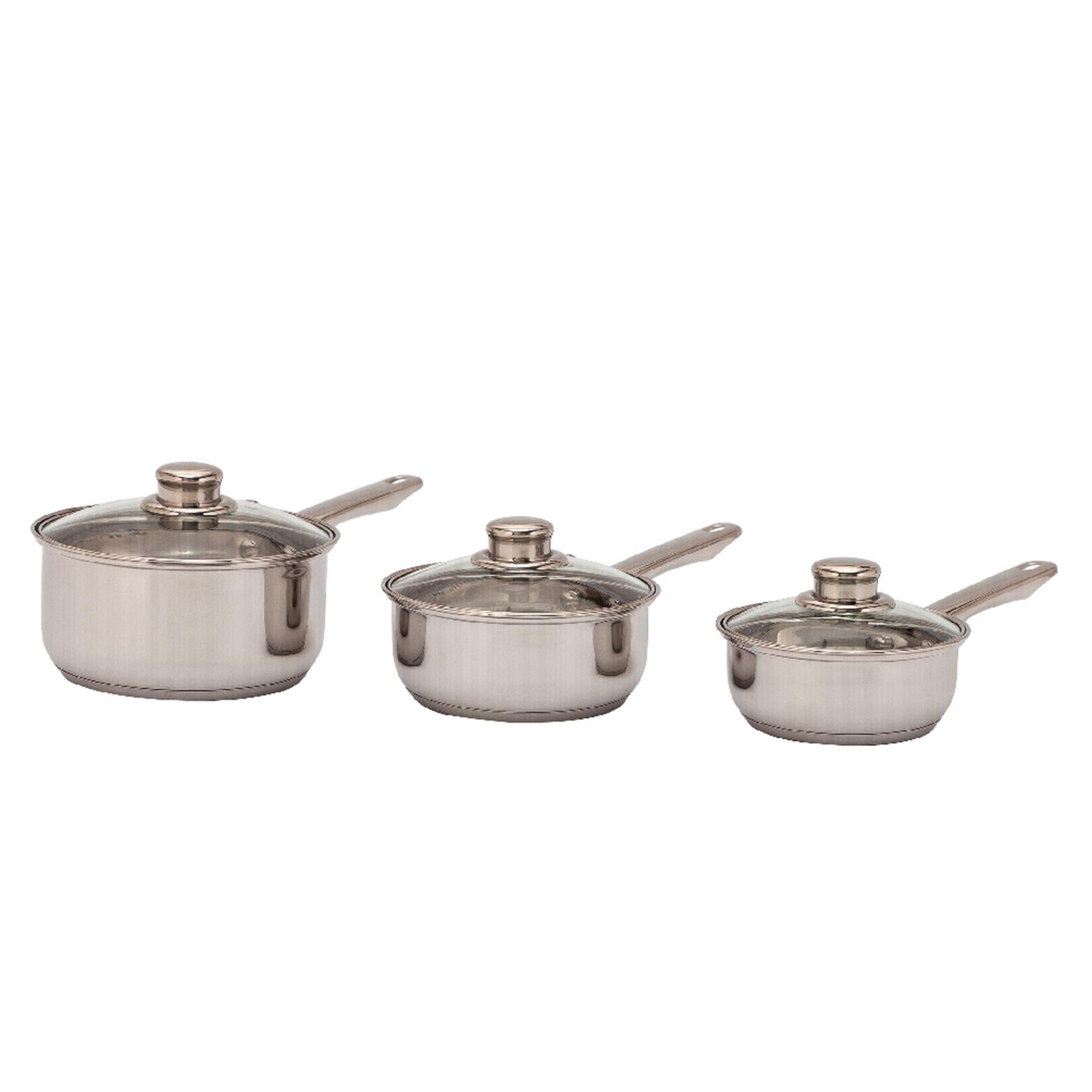 Sainsbury's Home Stainless Steel Saucepan Set 3pc Kitchen & Dining Sainsburys   