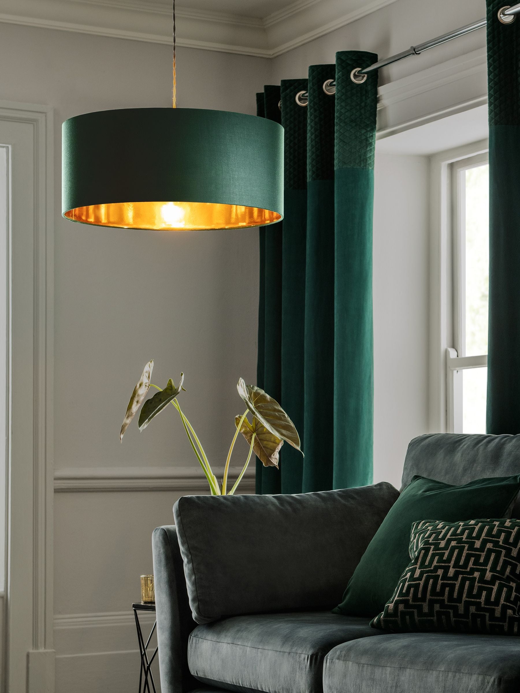 Next Champagne Gold Rico Easy Fit Drum Ceiling Light Shade