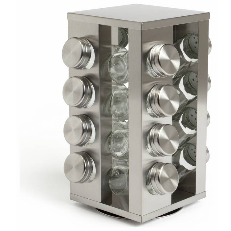 Habitat stainless steel revolving spice rack with 16 jars, UK version