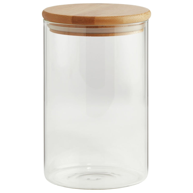 Argos Home round glass jar with bamboo lid 1 litre (British brand)