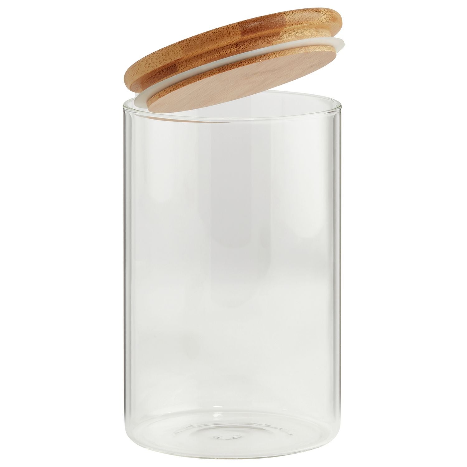 Argos Home round glass jar with bamboo lid 1 litre (British brand)