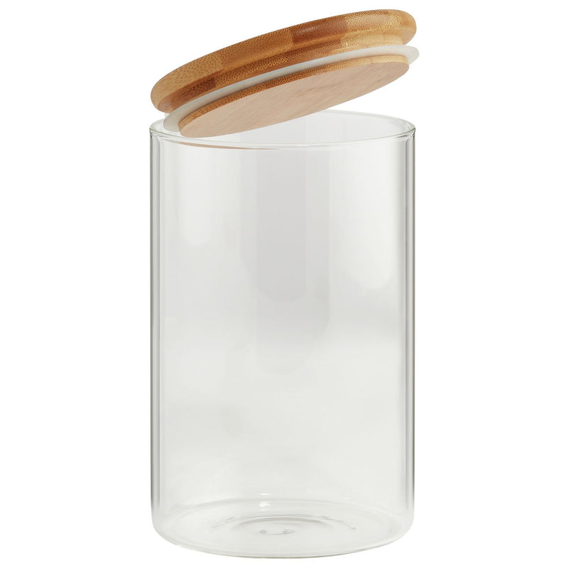 Argos Home round glass jar with bamboo lid 1 litre (British brand)