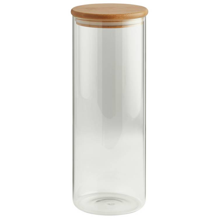 Habitat round glass storage jar with bamboo lid 1.8L, UK version