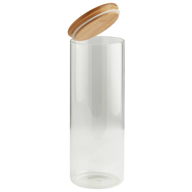 Habitat round glass storage jar with bamboo lid 1.8L, UK version