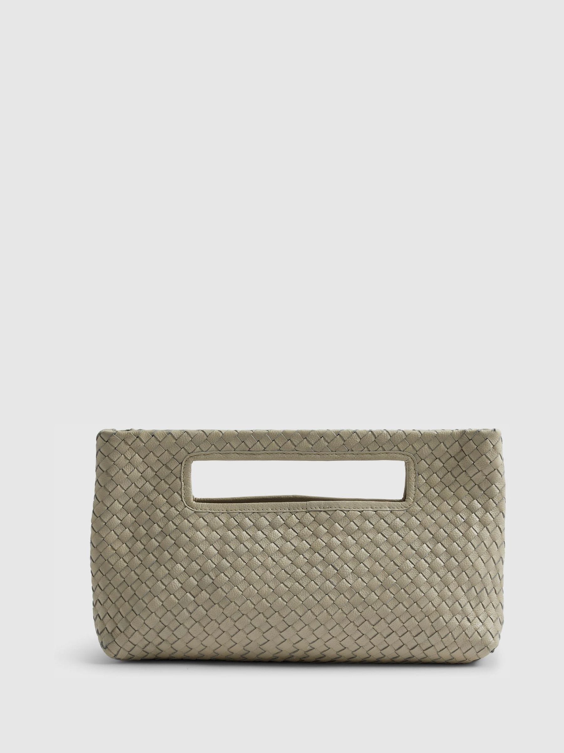 River Island cream woven leather clutch bag - British product