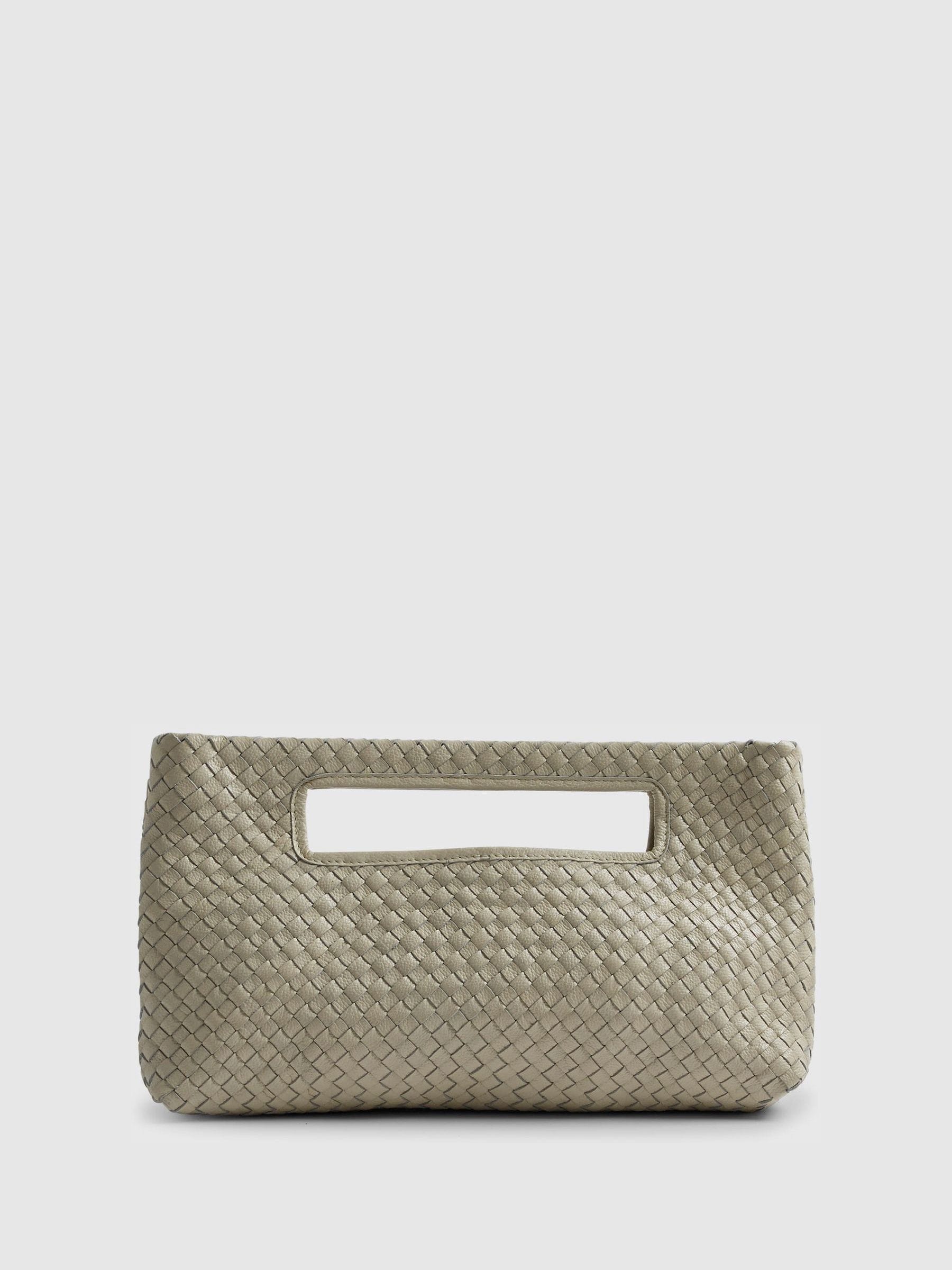 River Island cream woven leather clutch bag - British product