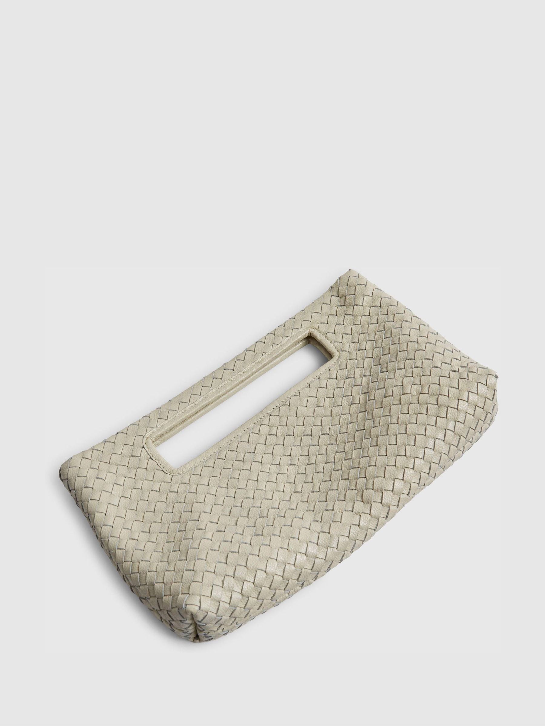 River Island cream woven leather clutch bag - British product