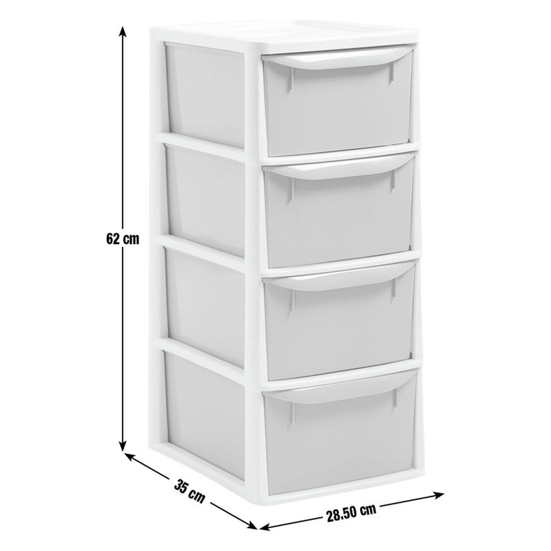 Argos Home plastic drawers 4 drawer light grey, imported from the UK