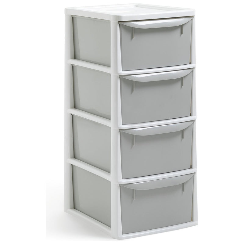 Argos Home plastic drawers 4 drawer light grey, imported from the UK