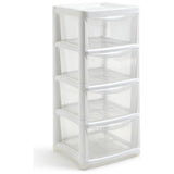 Argos Home 4 drawer plastic drawers in silver glitter, imported from the UK