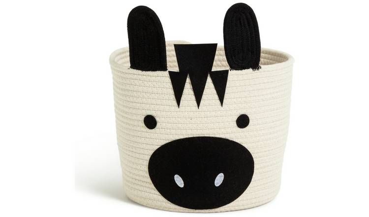 Habitat Zebra Rope Kids Storage Basket - Cream & Black