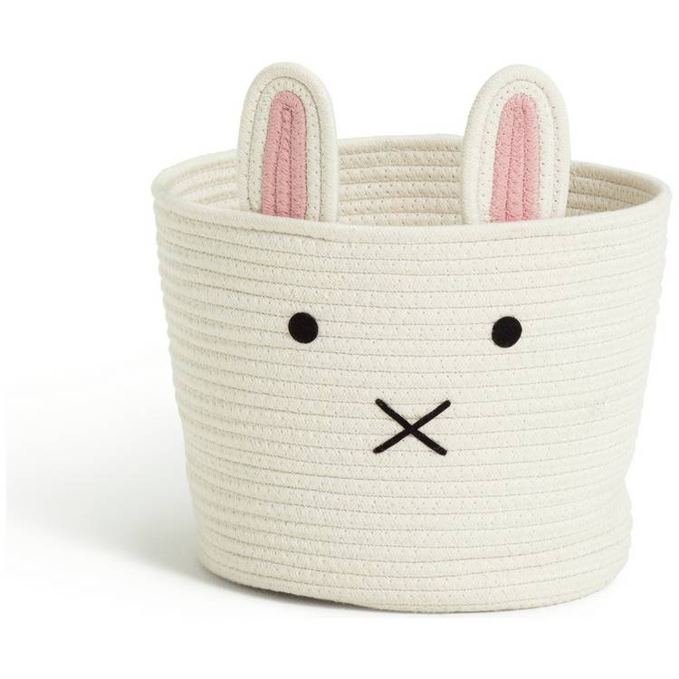 Habitat kids storage basket bunny rope cream - British product